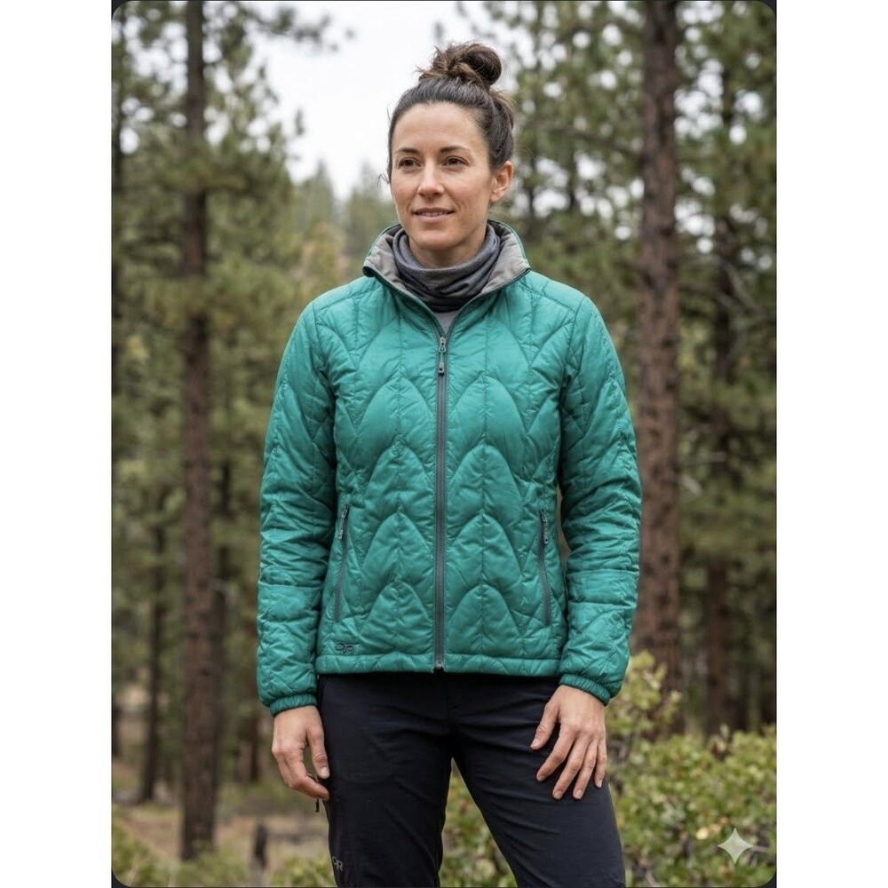 Outdoor Research Aria Green Down Quilted Puffer Jacket Women Size XS Outdoor Ski